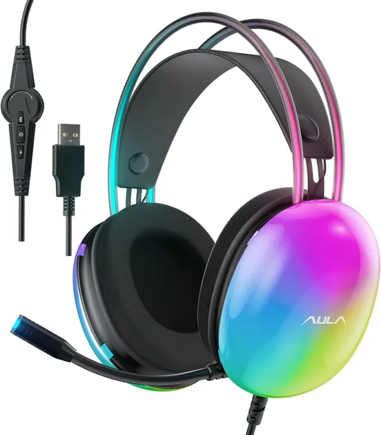Навушники Aula S505 RGB Transparent Gaming Headset Black