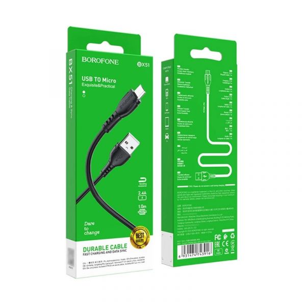 Кабель USB-m Borofone BX51 Triumph micro 1m black